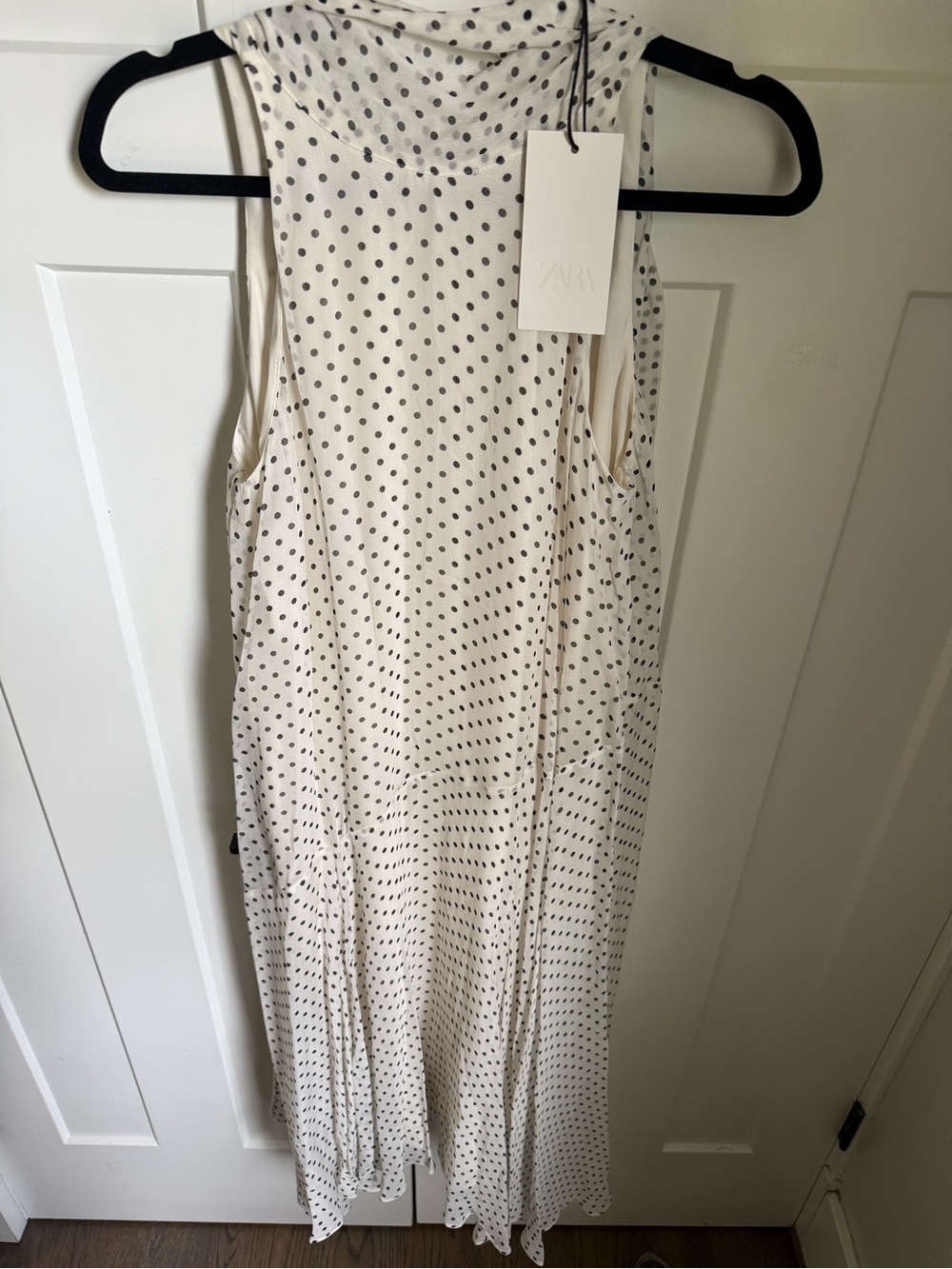 NWT Zara ZW Collection polka dot halter dress with an asymmetrical hem. Size S. - Picture 7 of 11